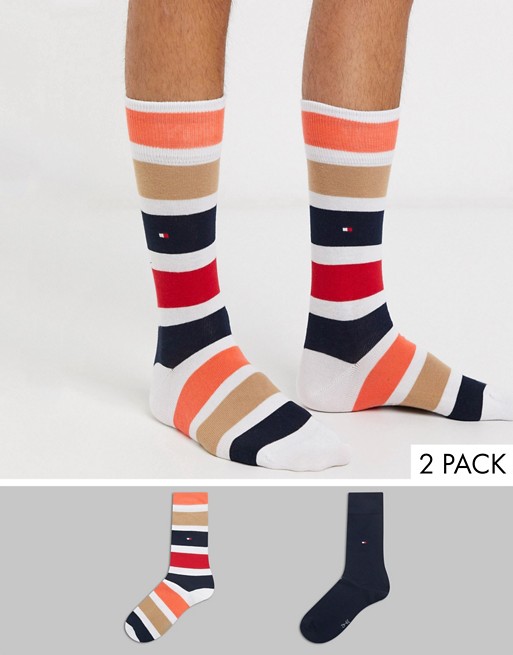 Tommy Hilfiger 2 pack crew colour block stripe socks
