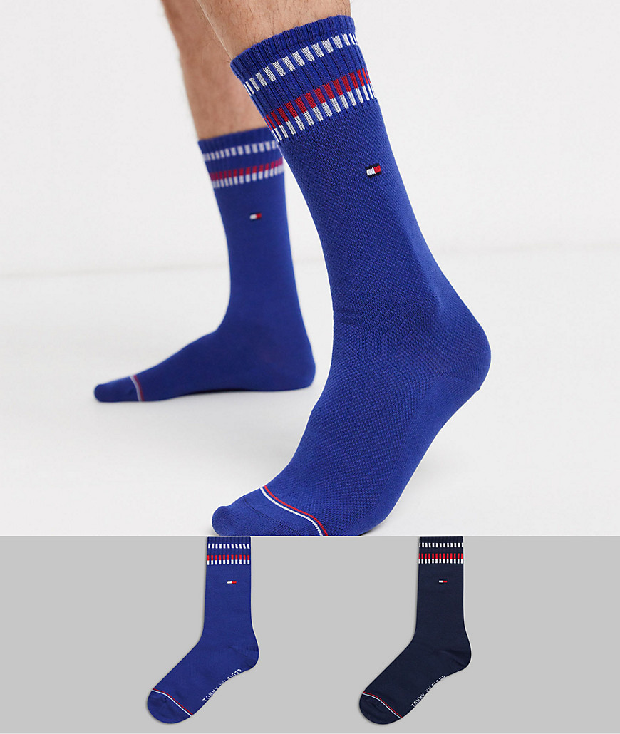 Tommy Hilfiger 2 pack crew socks in navy