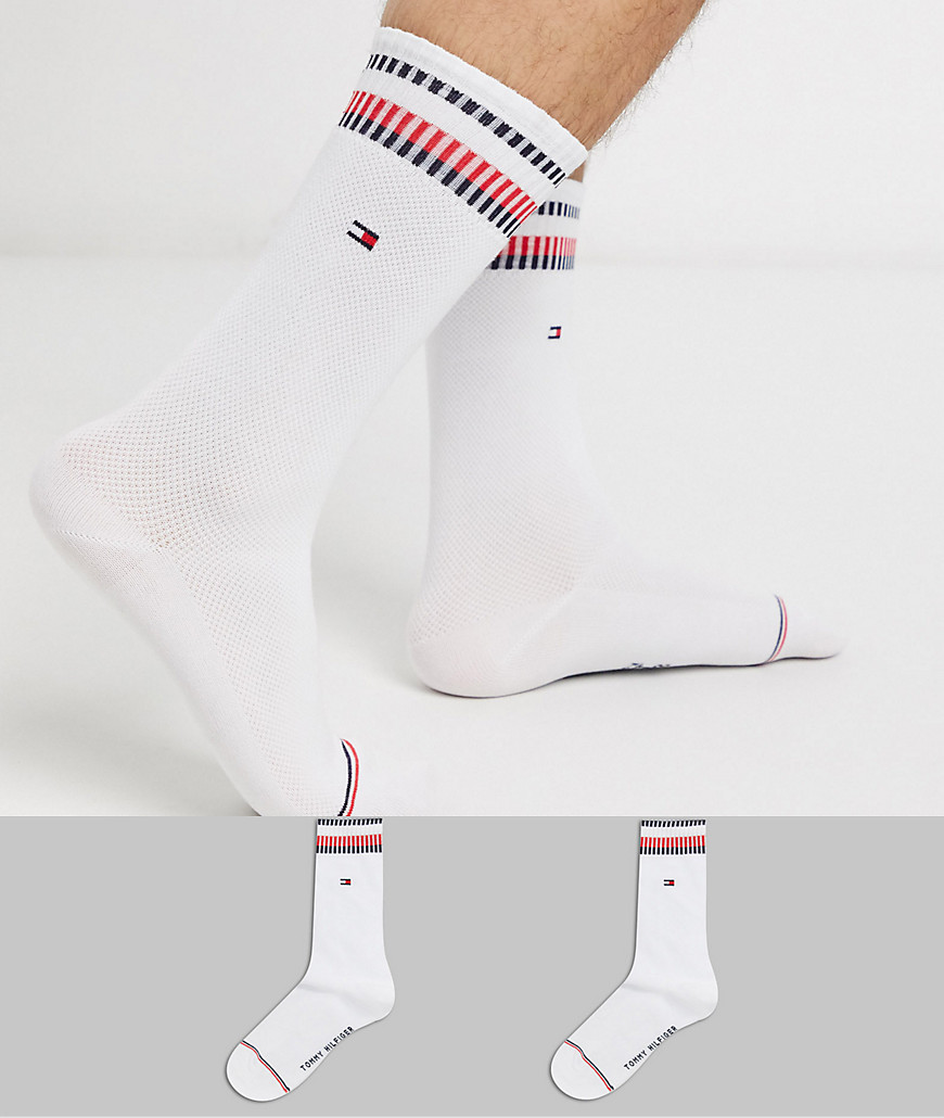 Tommy Hilfiger 2 pack crew socks in white