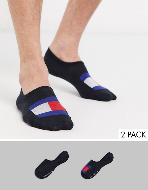 Tommy Hilfiger 2 pack flag invisible socks in black
