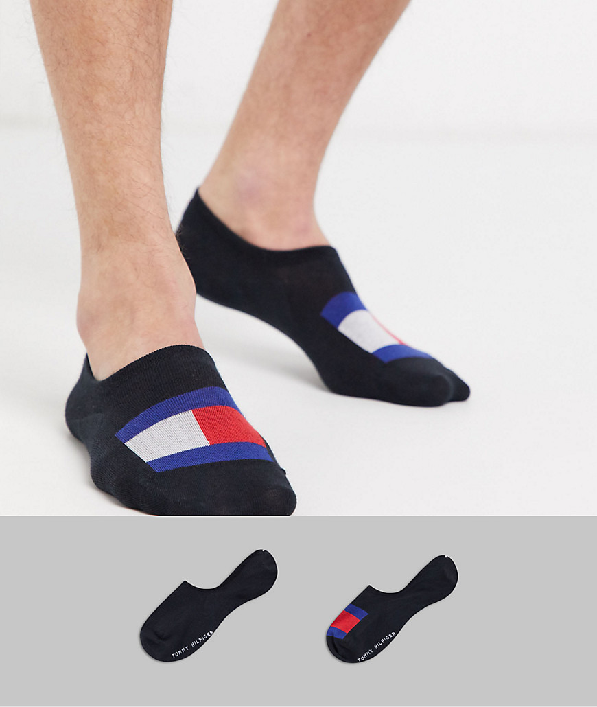 Tommy Hilfiger 2 pack flag invisible socks in black