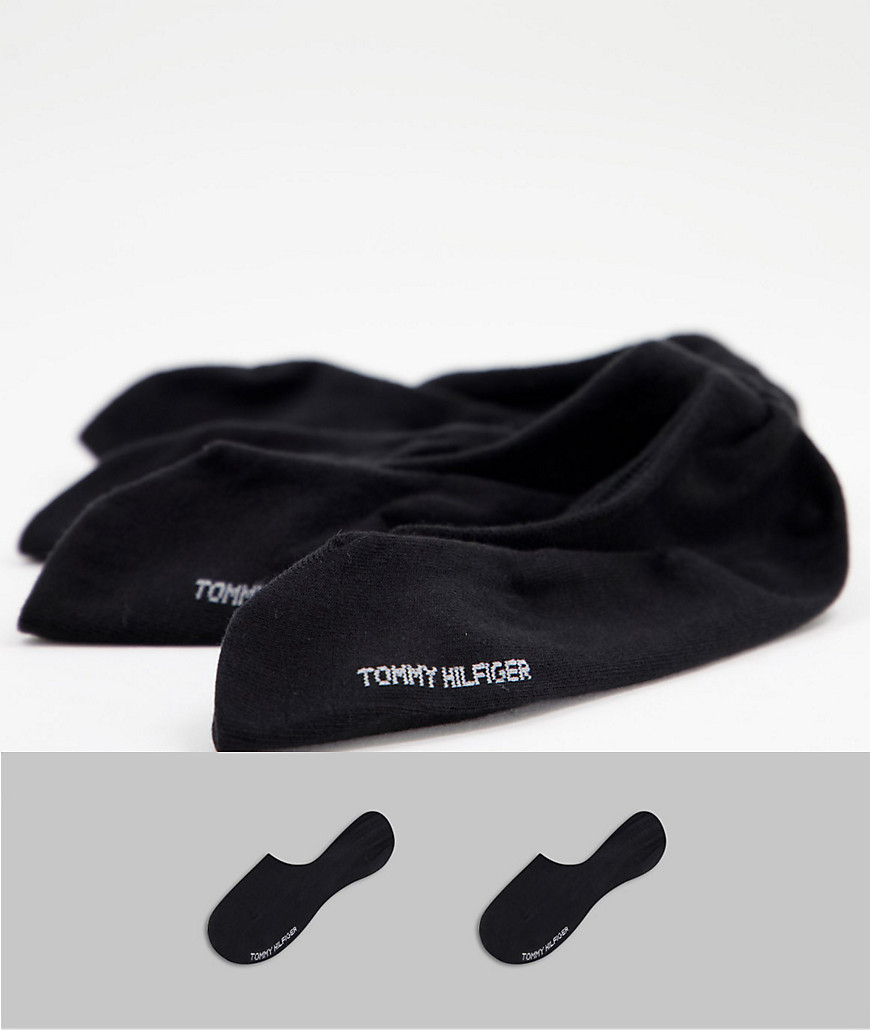 Tommy Hilfiger 2 pack high cut footie socks in black