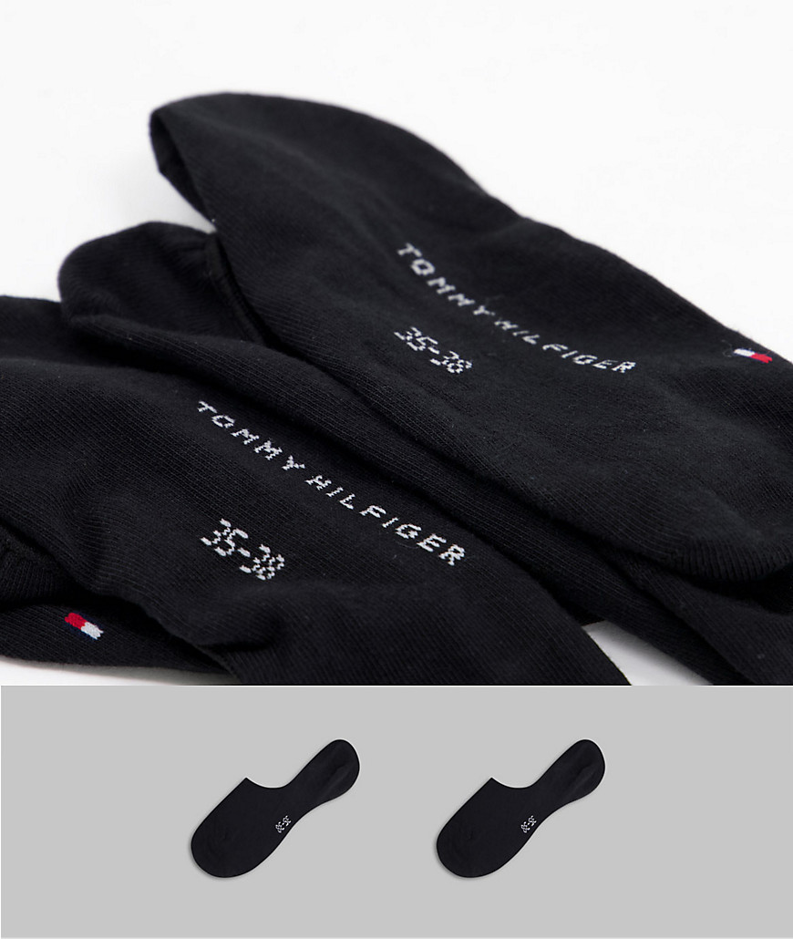 Tommy Hilfiger 2 pack low cut footie socks in black