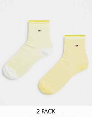 Tommy Hilfiger 2 pack short socks in yellow