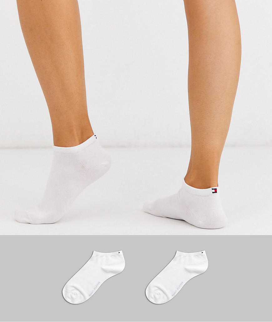 Tommy Hilfiger 2 pack sneaker sock with logo in white