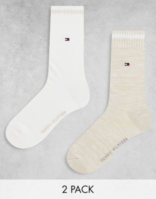 Tommy Hilfiger 2 pack socks in white and tan | ASOS