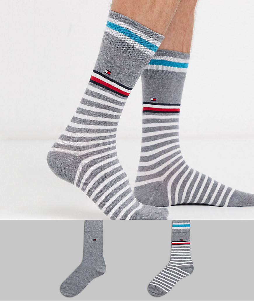 Tommy Hilfiger 2 pack stripe socks in grey