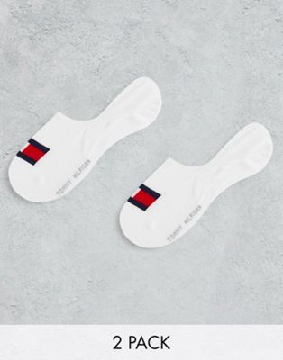 Tommy Hilfiger 2 pack trainer socks with flag logo in white