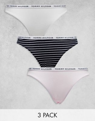 Tommy Hilfiger 3-pack bikini style brief in white, navy and pink - ASOS Price Checker