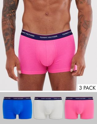 Tommy Hilfiger – 3-pack blå, vita och rosa trunks-Flerfärgad