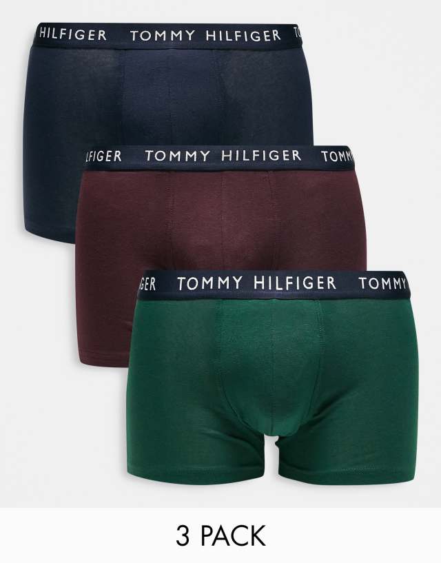 Tommy Hilfiger 3 pack boxer briefs in green burgundy and navy