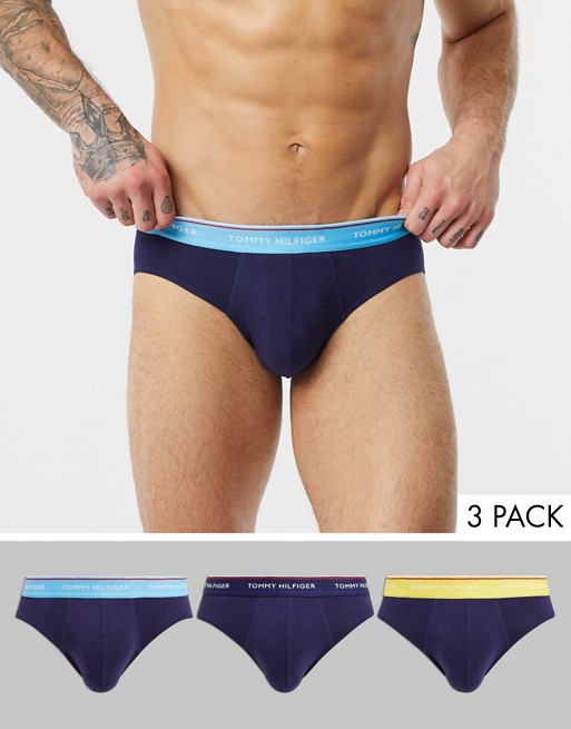 Tommy Hilfiger 3 pack briefs with contrast waistband in navy