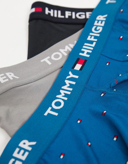 Tommy Hilfiger 3 pack everyday micro boxer briefs in gray blue logo
