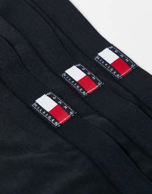 Tommy Hilfiger 3 Pack Flag Detail Bikini Briefs In Black