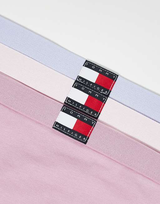 Tommy Hilfiger 3 pack flag detail bikini in lilac/pastel pink, 2 of 3