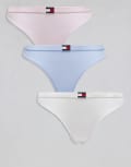 [Tommy Hilfiger] Tommy Hilfiger 3 pack flag lingerie thongs in blue/pink/white-Multi L White/ Light Pink R