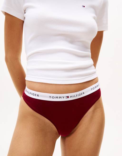 Tommy Hilfiger 3 pack lingerie thong gift set in red/cream/fairisle, 2 of 3