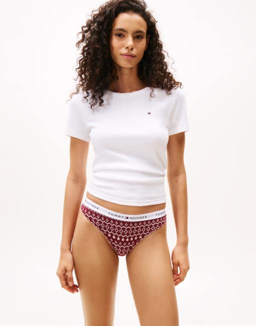 Tommy Hilfiger 3 pack lingerie thong gift set in red/cream/fairisle, 3 of 3