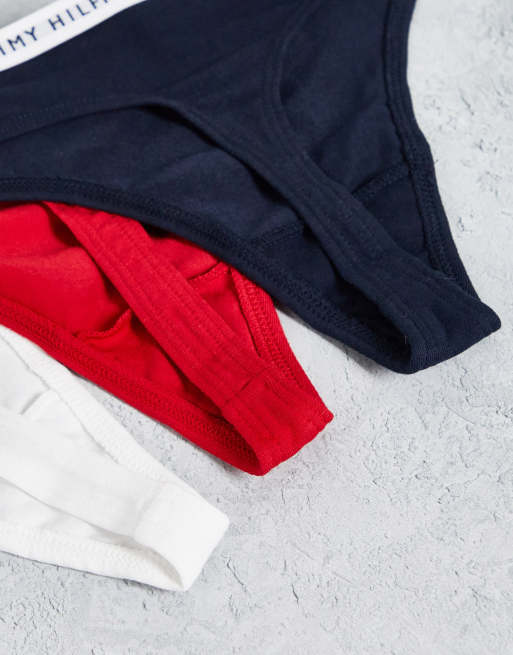 Tommy Hilfiger – 3-pack marinblå, vita och röda stringtrosor, 4 av 4