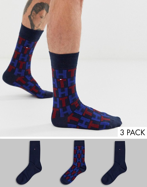Tommy Hilfiger 3 pack mixed stripes socks gift box
