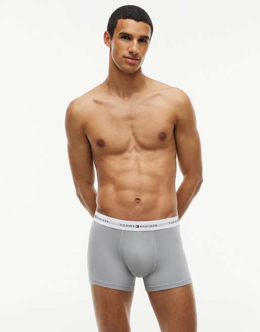 Tommy Hilfiger 3-pack signature logo waistband print trunks in cham blu/antique silver/op blu, 7 of 7
