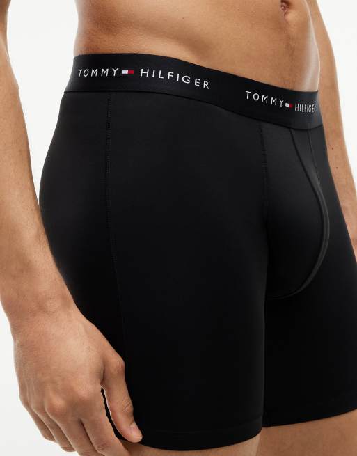 Tommy Hilfiger 3-pack signature microfibre long boxer briefs in black/dark coffee/wedge blue, 4 of 7