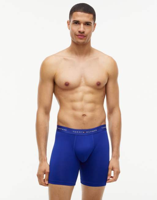 Tommy Hilfiger 3-pack signature microfibre long boxer briefs in black/dark coffee/wedge blue, 6 of 7