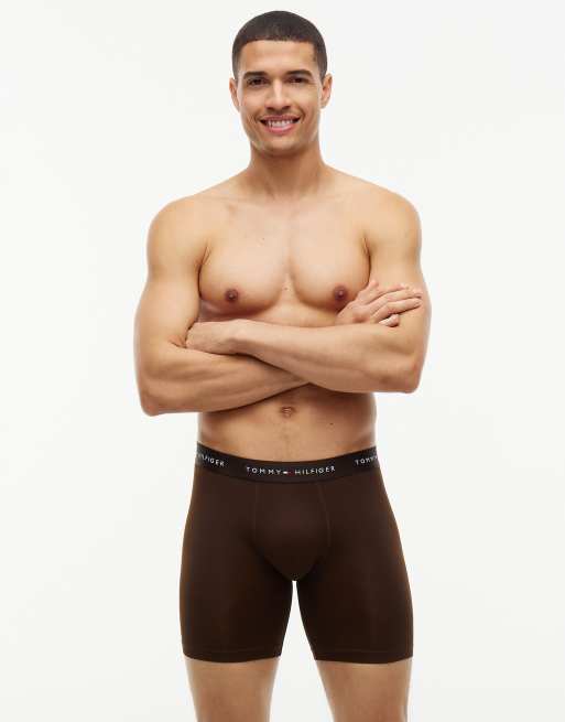 Tommy Hilfiger 3-pack signature microfibre long boxer briefs in black/dark coffee/wedge blue, 7 of 7
