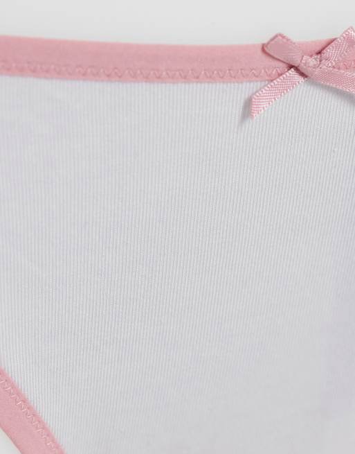 Tommy Hilfiger 3 pack thongs with bows in pink/grey/stripe, 2 of 3