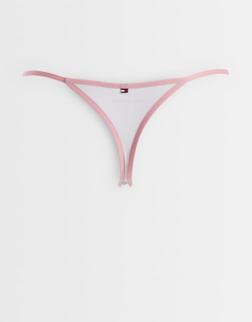 Tommy Hilfiger 3 pack thongs with bows in pink/grey/stripe, 3 of 3