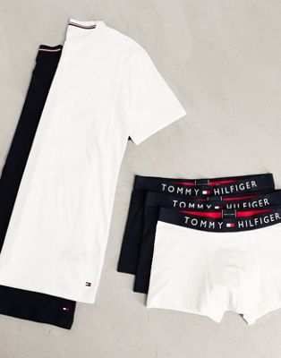 Tommy Hilfiger 3-pack trunk/2 set t-shirt in navy and white