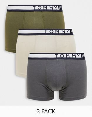 Tommy Hilfiger 3-pack trunk in green, stone and grey