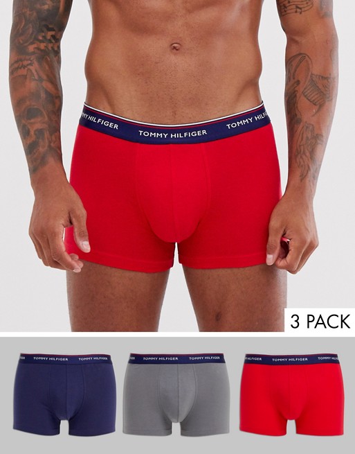 Tommy Hilfiger 3 pack trunk in red / grey / navy