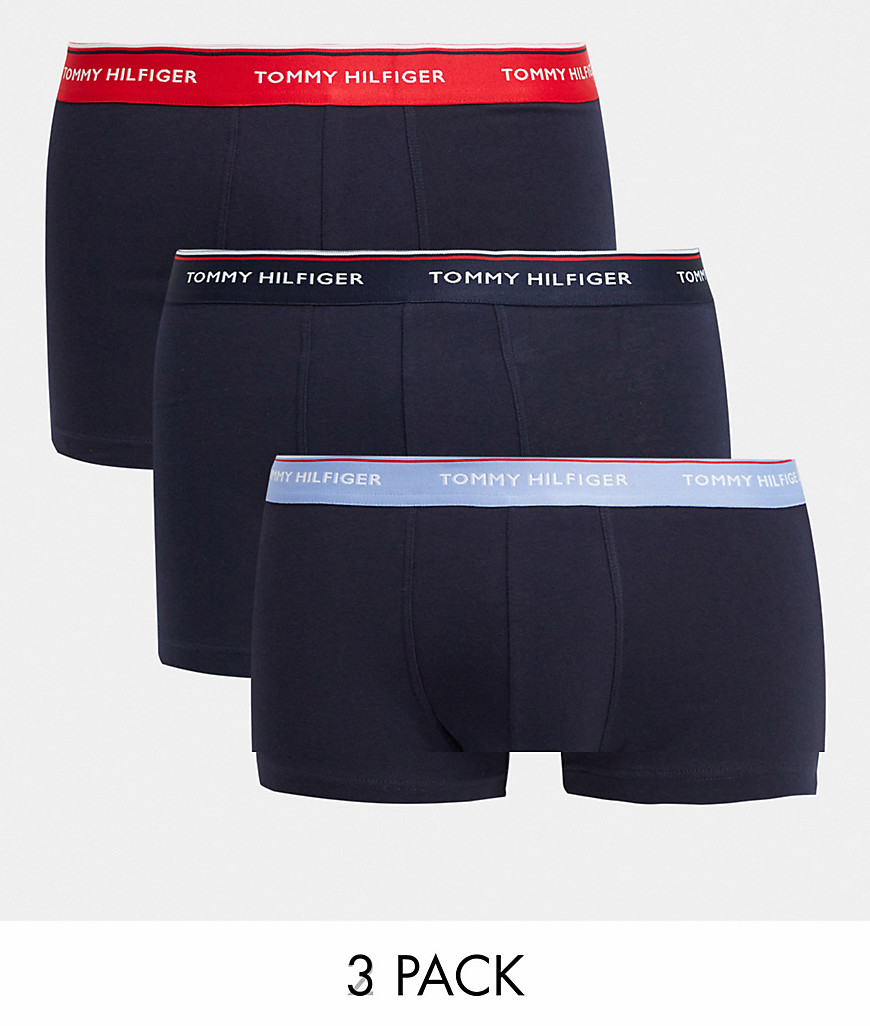 Tommy Hilfiger 3 pack trunk with contrasting logo waistband in black-Navy