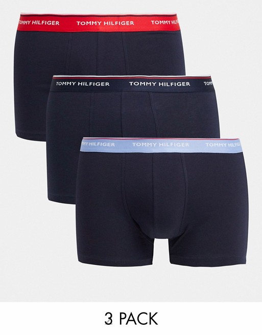 Tommy Hilfiger 3 pack trunk with contrasting logo waistband in black