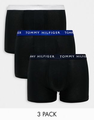 Tommy Hilfiger 3-pack trunks in black with blue waistband