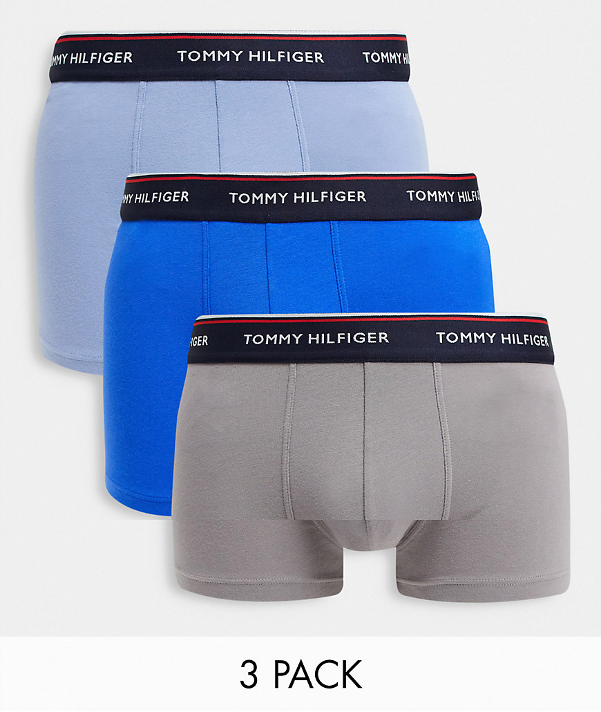 Tommy Hilfiger 3 pack trunks in blue/gray/light blue-Multi