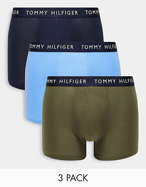 Mens Clothing Underwear Boxers Tommy Hilfiger Cotton 3 Pack Trunks in Blue for Men 