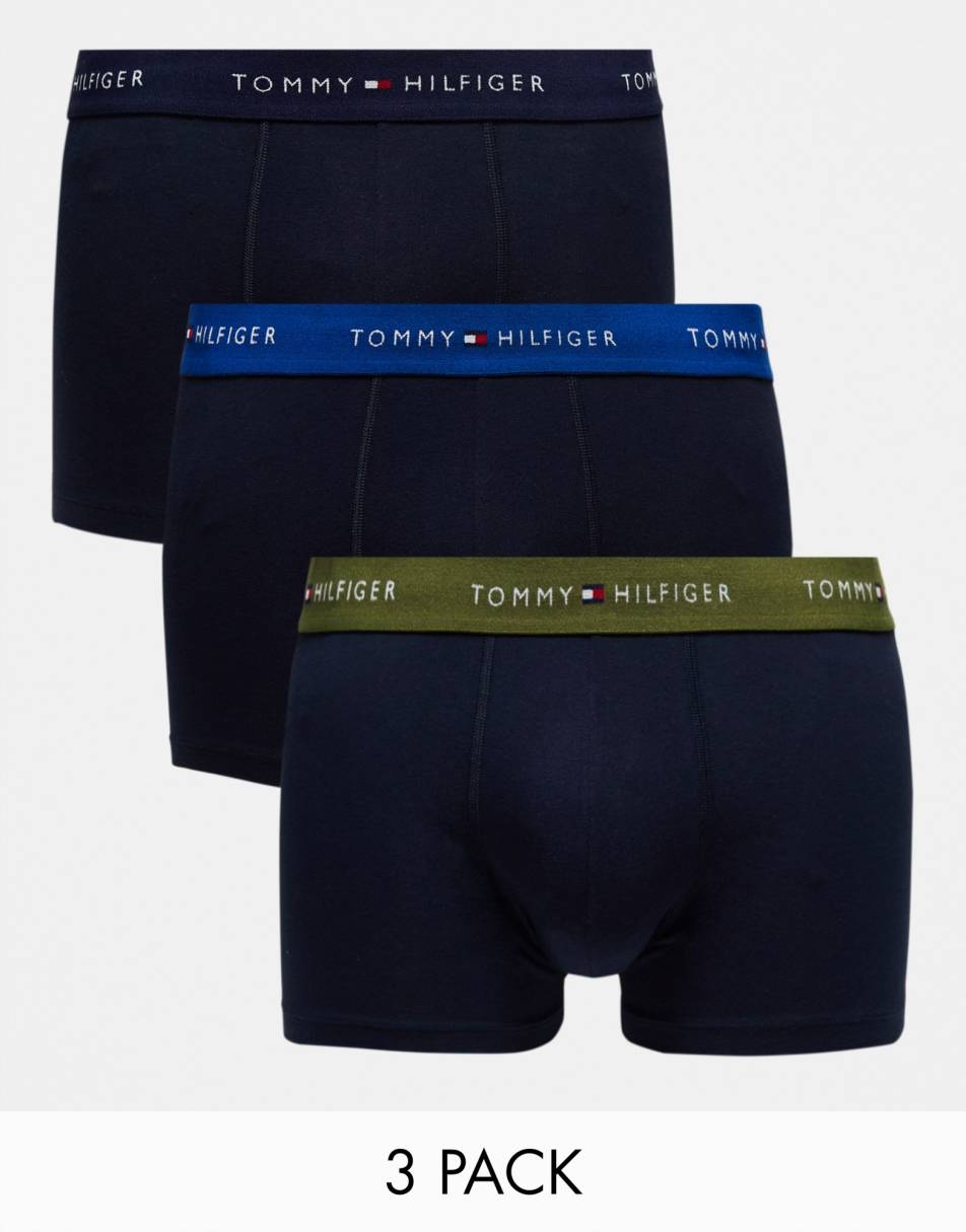 Tommy Hilfiger 3-pack trunks with logo waistband in multi