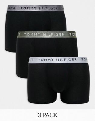 Tommy Hilfiger 3-pack trunks with coloured waistband in black