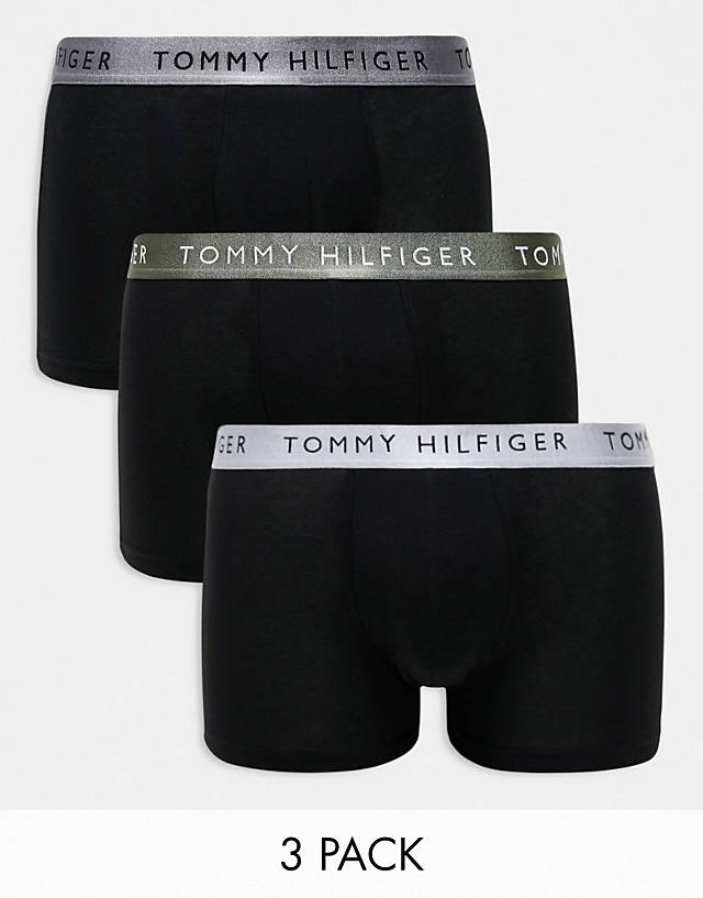Tommy Hilfiger - 3-pack trunks with coloured waistband in black