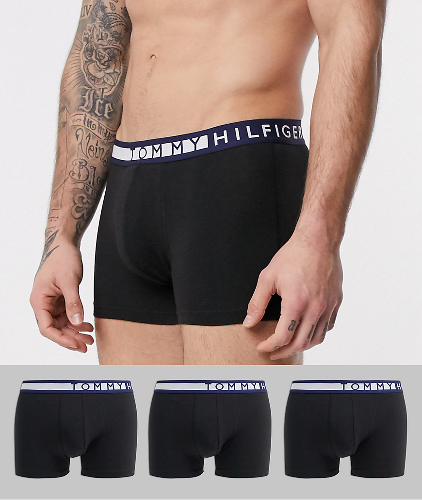 Tommy Hilfiger 3 pack trunks with contrast waistband in black
