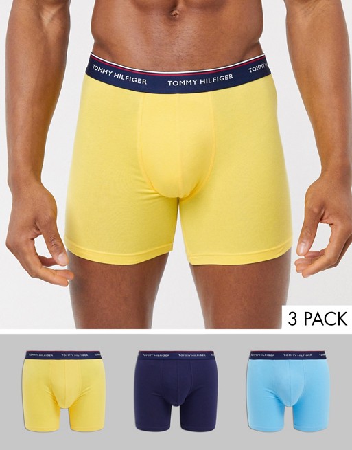 Tommy Hilfiger 3 pack trunks with contrast waistband in multi