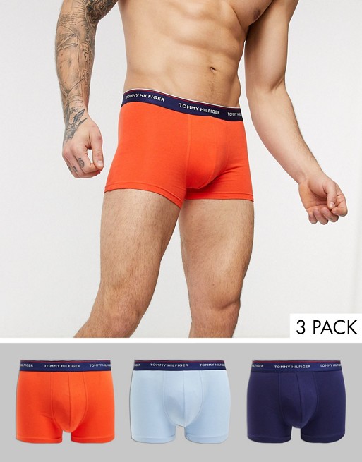 Tommy Hilfiger 3 pack trunks with contrast waistband in multi