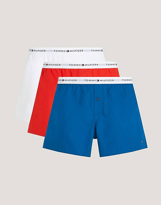 Tommy Hilfiger 3 pack woven boxer in Deep Indigo