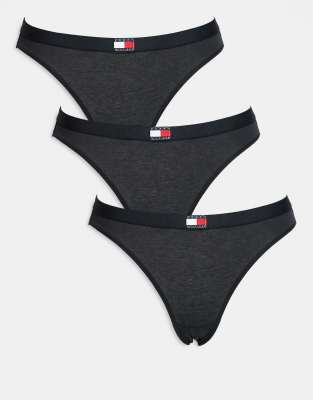 Tommy Hilfiger - 3er-Pack Bikini-Fit-Slips in Schwarz mit Flag-Detail