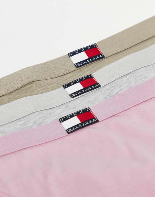 Tommy Hilfiger – 3er-Pack Bikinislips in Rosa, Grau und Salbeigrün mit Flaggenlogo, 2 von 3