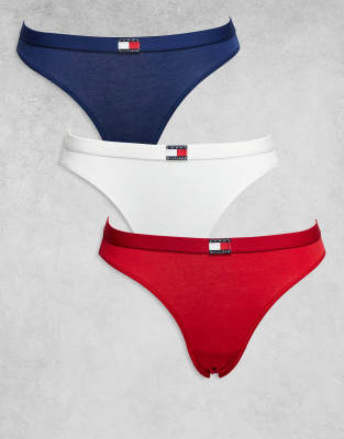 Tommy Hilfiger - 3er-Pack Bikinislips in Rot, Weiß und Blau mit Flaggenlogo-Bunt