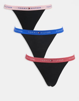 Tommy Hilfiger- 3er-Pack G-Strings mit farbigem Bund-Bunt