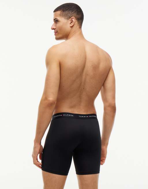 Tommy Hilfiger 3er-Pack signature Mikrofaser-Langboxershorts in Schwarz/Dunkelkaffee/Wedge Blue, 5 von 7